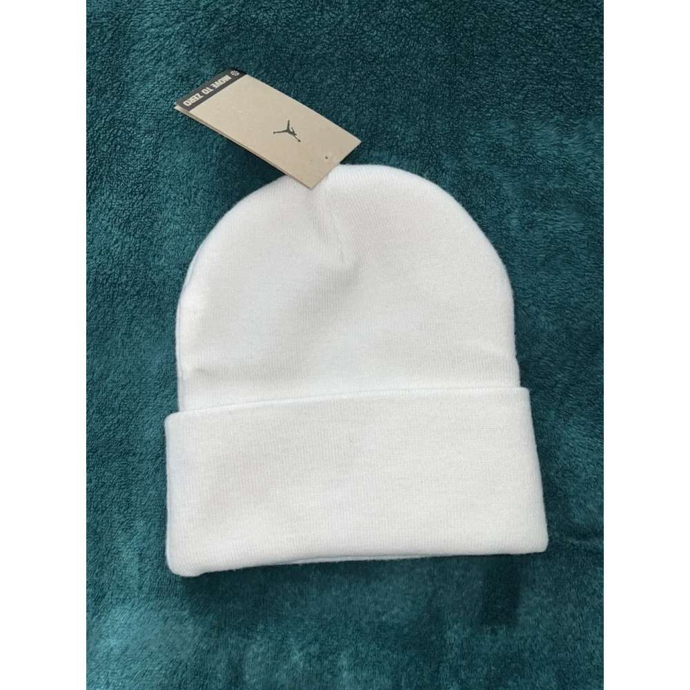 New! Nike Jordan Jumpman Logo Cuffed Beanie Hat White Color Adult Unisex